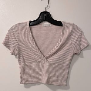 Crop pink striped shirt